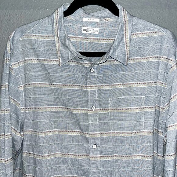 ALL SAINTS ALLSAINTS Long Sleeve Button Up Men's Shirt - Southwestern Stripe XXL - Picture 2 of 11